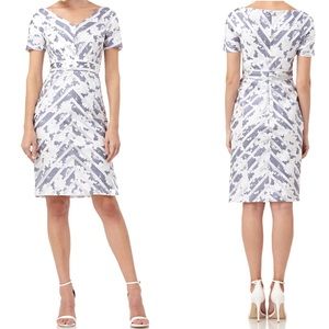KAY UNGER Portrait Neckline Floral Striped Dress 6